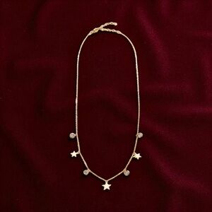 18k Gold Plated Star and Round CZ Charm Necklace. New.